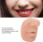 Silicone Nose Model, Soft Silicone Lip Piercing Model, Practice Skin, Realistic Fake Nose, Piercing Face Model for Jewelry Display & Makeup Tattooing & Piercing Practice Body