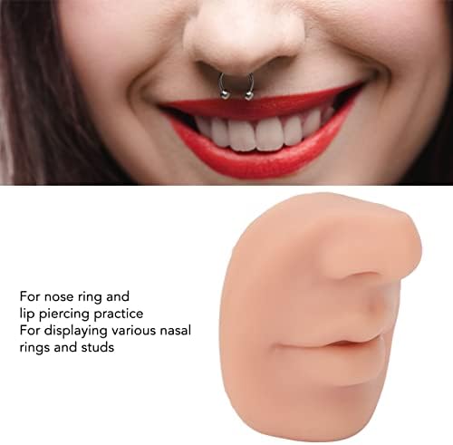 Silicone Nose Model, Soft Silicone Lip Piercing Model, Practice Skin, Realistic Fake Nose, Piercing Face Model for Jewelry Display & Makeup Tattooing & Piercing Practice Body