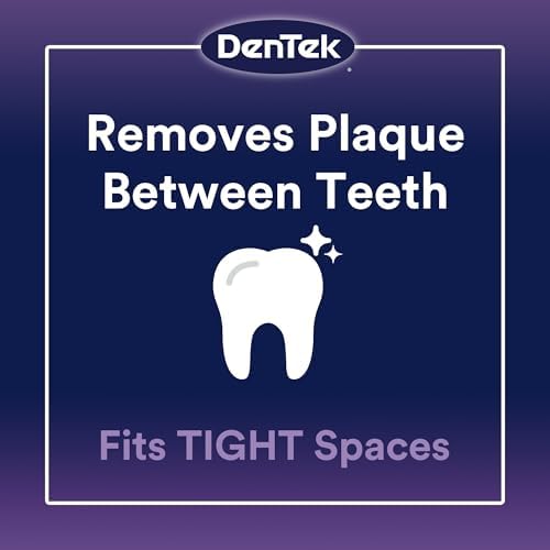 Dentek Plaque Control Interdental Brushes - Tight, 16 Count - Easy-Brush Interdental Plaque Remover with Fluoride - Cleans Tight Spaces Around Teeth, Braces & Other Dental Appliances