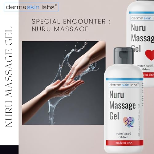 Nuru Massage Gel Body on Body Massage Gel All Natural Water Based Non-Staining Non-Oily Super Slippery for Sore Muscles, Dry Skin with Japanese Nori Seaweed Made in USA