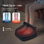 COMFIER Foot Massager with Heat, Electric Foot Warmer, Shiatsu Feet Massager Machine for Plantar Fasciitis,Neuropathy, 2-in-1 Foot & Back Massager, Foot Heater, for Women,Men