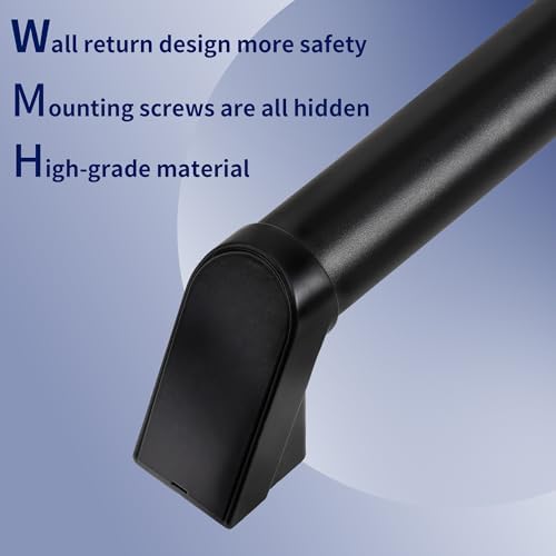4 FT Modern Aluminum Handrail Set - ADA Compliant Indoor & Outdoor Stair Railing. 1.4" Diameter Grab Bar. Wall-Mounted with 90°Wall Return End. Ideal for Safe Grip，Rust Free(Matte Black, 4 FT)