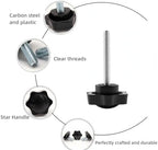 2 Set Replacement Arm Adjustment Knobs,Universal Rollator Hand Grip Replacement Parts, Rollator Walker Parts,M6 Track Bolt Set T Track Bolts for Vive Mobility (Black)