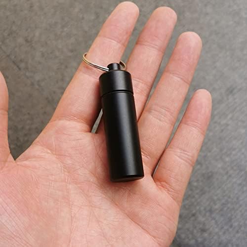 Small Pill Box Waterproof Keychain Pill Holder Portable Travel Pill Container Metal Case with Keyring for Outdoor Camping Travel