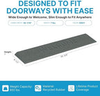 EZ-ACCESS - Transitions Angled Welcome Entry Mat, Non Slip Rubber Threshold Ramp for Doorways, Indoor & Outdoor Door Ramp for Wheelchair Access, Safer Home Floor Mats - Made in USA (Gray, 1-in)