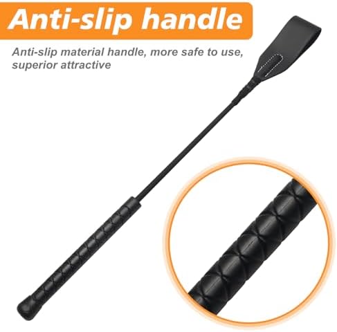 Coolrunner 18 inch Riding Crop for Horse Horse Whip with PU Leather Equestrianism Horse Crop Double Slapper Horse Whip Black Crops for Horses