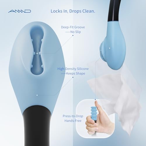 Bottom Buddy Wiping Aid – Upgraded Toilet Tissue Aids Wand for Wiping Bottom, 15.6" Long for Elderly, Overweight, Pregnant, and Limited Mobility, Blue