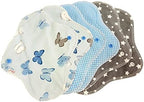 Lilind® 6 Pack Everyday 9" Regular Organic Cloth Pads on Random Color, Reusable Menstrual Sanitary Napkins, 100% Cotton
