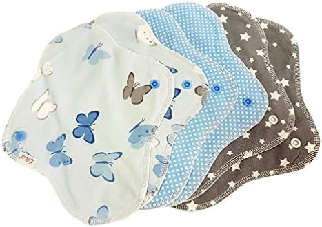 Lilind® 6 Pack Everyday 9" Regular Organic Cloth Pads on Random Color, Reusable Menstrual Sanitary Napkins, 100% Cotton