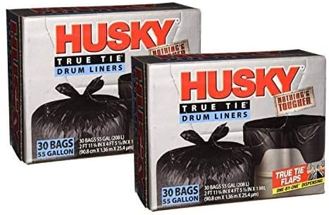 Husky HKK55030B True Tie 55-Gallon Drum Liners, 30-Count. (2 PK)