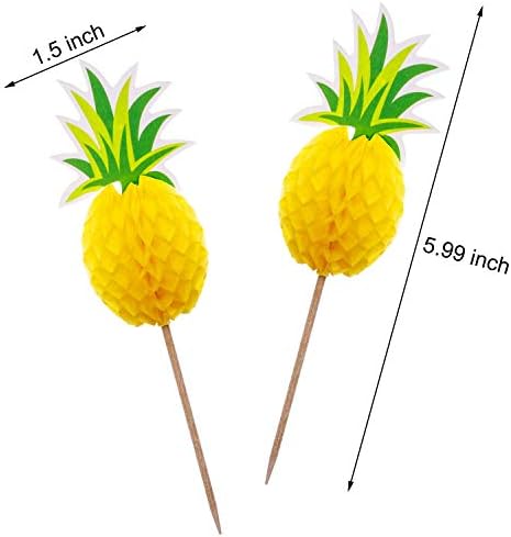 Flairs New York Happy Birthday Decorations Cup Cake Toppers Party Props (Pack of 2 Cup Cake Toppers, Pineapples)
