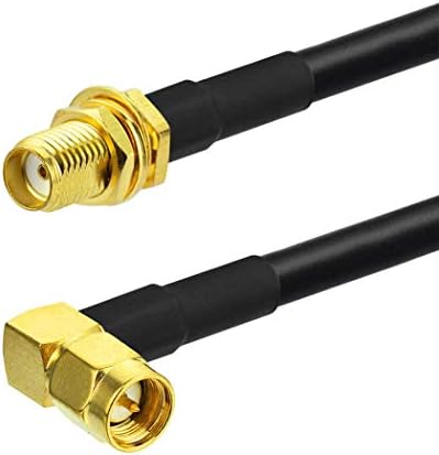 BINGFU Ham Radio Antenna Extension Cable SMA Male Right Angle to SMA Female RG58 Coaxial Cable 60cm 2 feet for BaoFeng Wouxun Icom Yaesu Vertex Standard Horizon Marine VHF Ham Radio