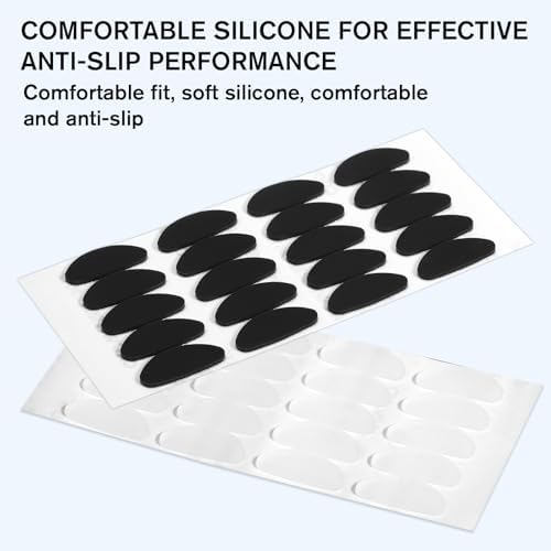 30 Pairs Glasses Nose Grips Non Slip, Soft Adhesive Glasses Anti Slip D-Shaped Silicone Nose Pads for Eyeglasses Sunglasses Reading Glass (Transparent and Black, 1 mm)