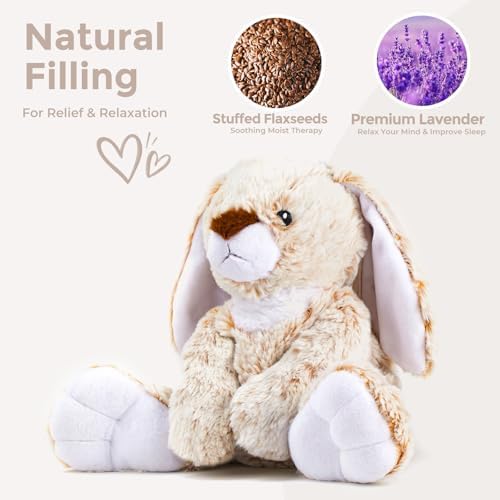 Bunny Microwavable Weighted Stuffed Animals,Heating Pad Animal for Period Cramps&Pain,Lavender Scented Heatable&Coolable Bunny Plushies Toy for Stress Relief,Gifts for Girls Kids Women