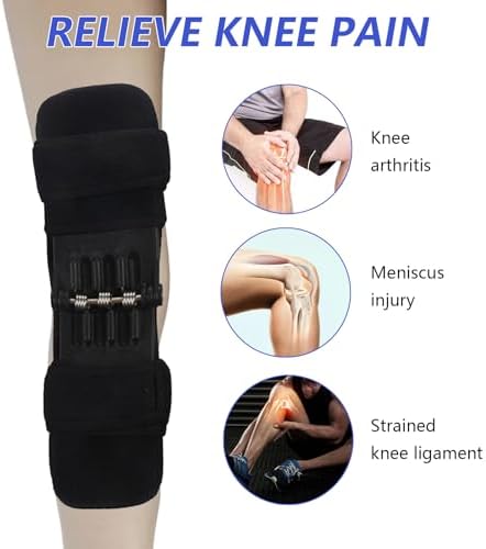 1 Pair Knee Booster Brace with Rebound Springs, Power Lift Patella Support Wrap, Joint Stabilizer Pad, Knee Protection Booster for Weak Legs, Pain Relief