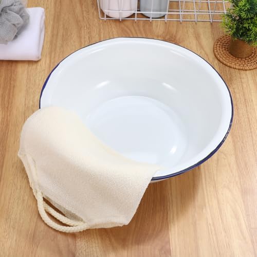 Enamel Basin, 30 Cm Foot Bath Basin for Soaking Feet Metal Foot Soak Tub Foot Bucket Laundry Wash Basin Old Fashioned Footbath for Home Spa Pedicures