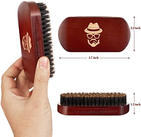 Beard Brush, 100% Boar Bristle Natural Black Walnut Wood Beard Comb Hair Mustache Shaving Brush Facial Hair Brush
