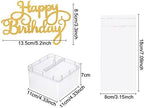 2 Set Money Cake Pull out Kit Include 2 Pulling Money Box 2 Plastic Roll 40 Transparent Bag Connected Pocket and 2 Happy Birthday Cupcake Topper for Graduation Wedding Party Decorations