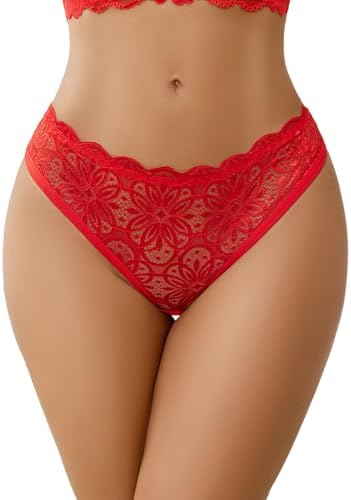 Avidlove Women Lace Panties Hollow Out Rear Bowknot Underwear Ruffle Cheeky Briefs 1-3 Pack
