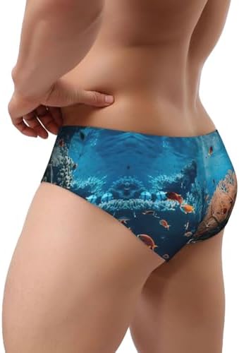 Coral Reef Men'S Underwear Triangle Briefs, Soft Breathable Stretchy Undergarments With Elastic Waistband
