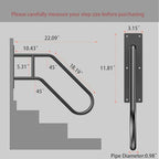 Handrails for Outdoor Steps, U-Shaped Stair Railing Indoor,1-3 Step Porch&Deck Railing, Wall Mount Outdoor Hand Rail,Grab Bars Elderly,Safety Handrails for Kids, Pregnant Women, Disabled