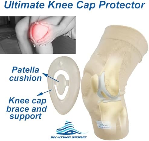 SKATINGSPIRIT Gel Knee Pads (1 Pair), Cushion and Support Knee Cap for Dancing Figure Skating Gymnastic, Youth and Adult (Black Medium)