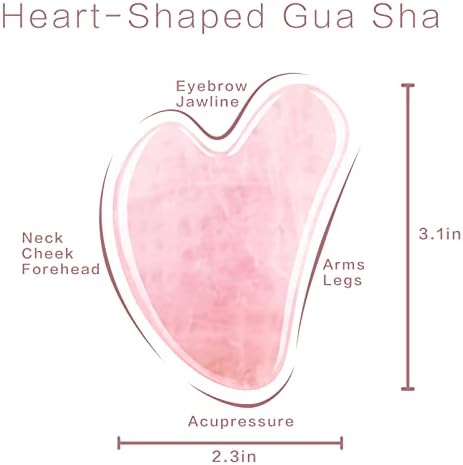 Gua Sha Facial Tools, Rose Quartz Guasha Tool for Face & Eye, Puffiness Reducing & Jawline Sculpting Face Stone Gua Sha Tools for Skin Care Woman GuaSha Stone Tool, Pink