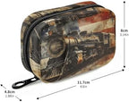 Pill Organizer Case American Steam Train Print, Pill Box 7 Days Portable Weekly Pill Purse Pouch