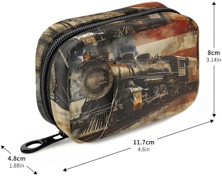Pill Organizer Case American Steam Train Print, Pill Box 7 Days Portable Weekly Pill Purse Pouch