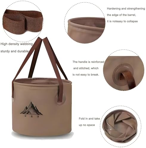 2Pcs Collapsible Bucket with Handle, 9 Gallon(20L+17L), Multifunctional Water Basin, Folding Tub, Portable Bin, Ultra Lightweight Outdoor Basin Bucket, Folding for Fishing, Camping, Hiking