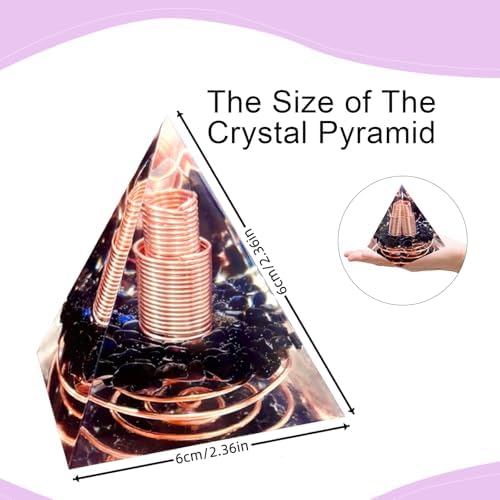 Crystal Column Orgone Pyramid,Natural Energy Obsidian&White Quartz Orgonite Crystal Healing Pyramids,for Reduce Stress, Balance Chakra,Meditation Attract Luck,Accumulate Wealth Health(6cm)