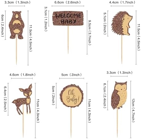 Ercadio 24 Pcs Woodland Party Cupcake toppers Picks Welcome Baby Oh Baby Party Decorations Woodland Animals Cake Woodland Theme Baby Boy Girl Birthday Favors Woodland Party Supplies