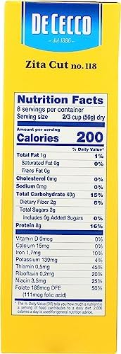 De Cecco Zita Cut Pasta, High In Protein, 16 Ounces (Pack Of 12)