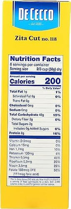 De Cecco Zita Cut Pasta, High In Protein, 16 Ounces (Pack Of 12)