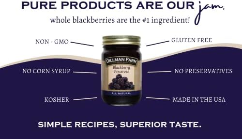 Dillman Farm All Natural Berry Preserves Variety 3 Pack |Blackberry Preserves, Raspberry Preserves & Very Berry Preserves| Gluten-Free, Non-GMO, Vegan, Kosher, Eco-Friendly, Preservative Free - 16 oz