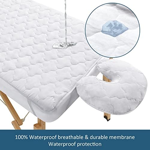 2-Piece Waterproof Massage Table Sheet Set, Extra Soft, Cushy, for Massage Tables, Includes Massage Fitted Sheet and Face Rest Cover, White