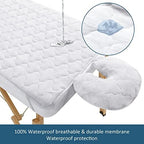 2-Piece Waterproof Massage Table Sheet Set, Extra Soft, Cushy, for Massage Tables, Includes Massage Fitted Sheet and Face Rest Cover, White