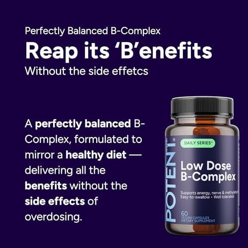 Low Dose B-Complex - 60 Capsules - Complete Daily Support - Well Tolerated, Easy to Swallow - Supports Energy & Wellness