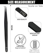 CEC isolation tweezers eyelash extensions Curved Degree Tweezers for Isolation Lash Extensions 14cm Best for Individual Isolation & Classic Lashes Japanese Stainless Steel Eyelash Twisers (Black)