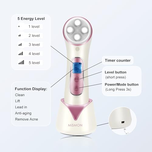 High Frequency Facial Machine Light Theraphy Micro-Current Device, 5 in 1 Multifunctional Facial Massager for Face