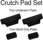 Underarm Crutch's Pad and Hand Grip Covers Universal Forearm Handle Padded Cushion Sets Accessories for Crutches (Black)