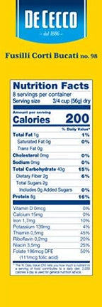 De Cecco Pasta, Fusilli Corti Bucati, 1 Pound (Pack of 5)