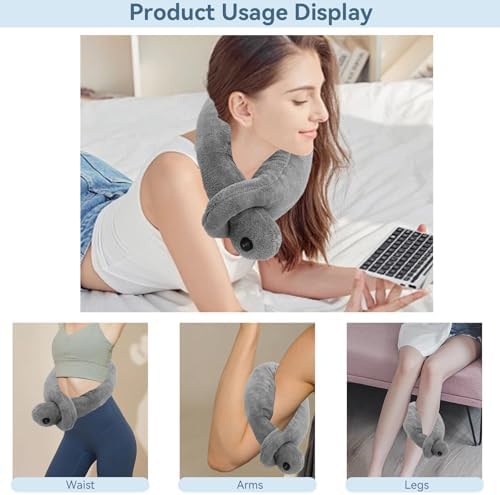 Agatige Massaging Neck Pillow, Soft Breathable Head Support Electric Neck Pillow Wrap Vibrating Neck Cotton Cervical Massage Therapy Cushion for Relax Muscles Relieve Stress