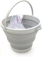 SAMMART 7L (1.8 Gallon) Set of 2 Collapsible Plastic Bucket - Foldable Round Tub - Portable Fishing Water Pail - Space Saving Outdoor Waterpot, Size 28cm Dia (2, Grey)