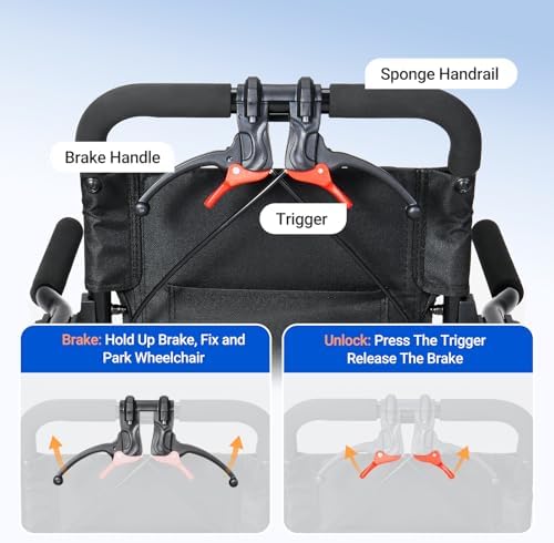 Ultra Lightweight Transport Wheelchair for Adults with Telescopic Handle, 22lbs Portable Folding Travel Wheel Chairs for Seniors