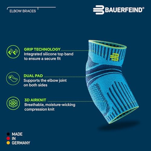 Bauerfeind Sports Elbow Support - Elbow Brace for Pain Relief and Support - Pads for Enhanced Comfort - Targeted Compression - Lightweight & Durable - Rivera, XX-Large