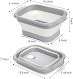 Nicunom 2 Pack Collapsible Wash Basin, 11L Large Collapsible Dish Tub with Drain Plug 3 Gallons Portable Sink Dish Basin Foldable Dishpan Space Saving for RV, Camping Dish Washing Tub