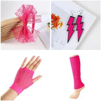 Women 80S Fancy Dress Costume Accessories set for 80s Outfit Party Set Halloween Dress Up