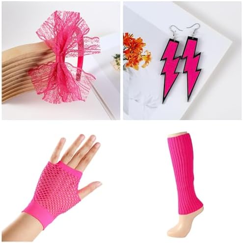 Women 80S Fancy Dress Costume Accessories set for 80s Outfit Party Set Halloween Dress Up