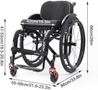 Sports and Leisure Wheelchairs for Adults,Portable Folding Sports Wheelchairs, Self Propelled Wheelchair with Handbrakes and Quick Release Rear Wheels & Anti-Tip Wheels(42cm/16.5in,Purple)